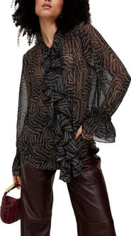 Lily and Lionel London Zendaya Ruffle Detail Zebra Print Shirt