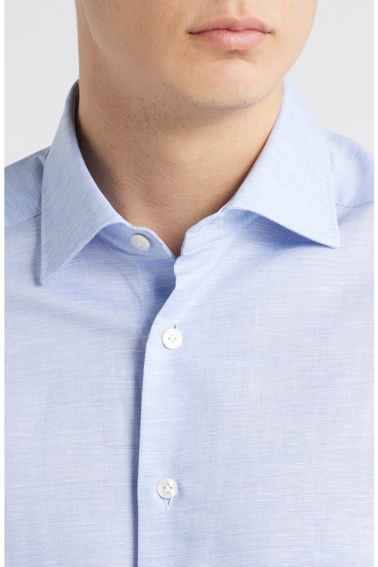 Danforth Stretch Cotton & Linen Blend Dress Shirt, Alternate, color, BLUE