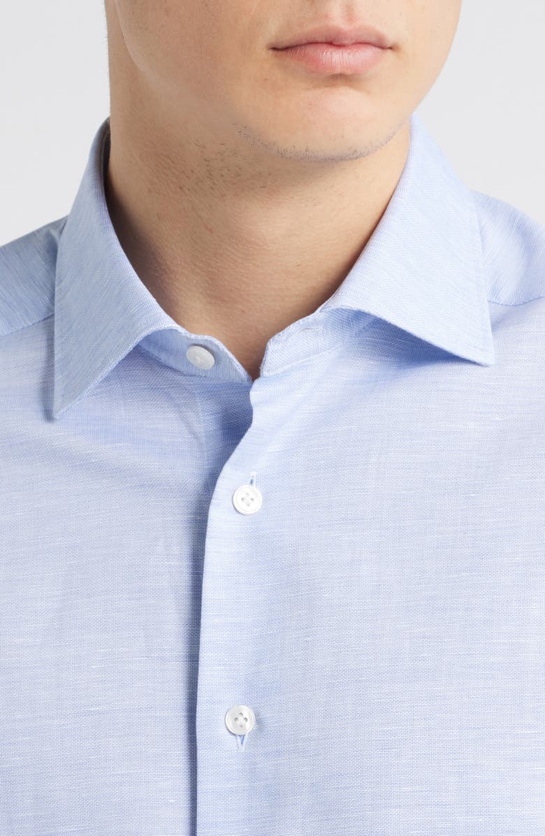 Jack Victor Danforth Stretch Cotton & Linen Blend Dress Shirt, Alternate, color, Blue