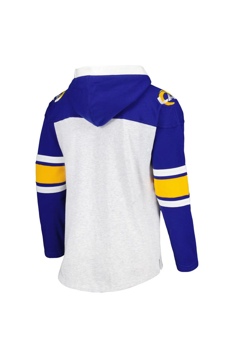 '47 Men's '47 Los Angeles Rams Heather Gray Gridiron Lace-Up Pullover Hoodie, Alternate, color, Gray