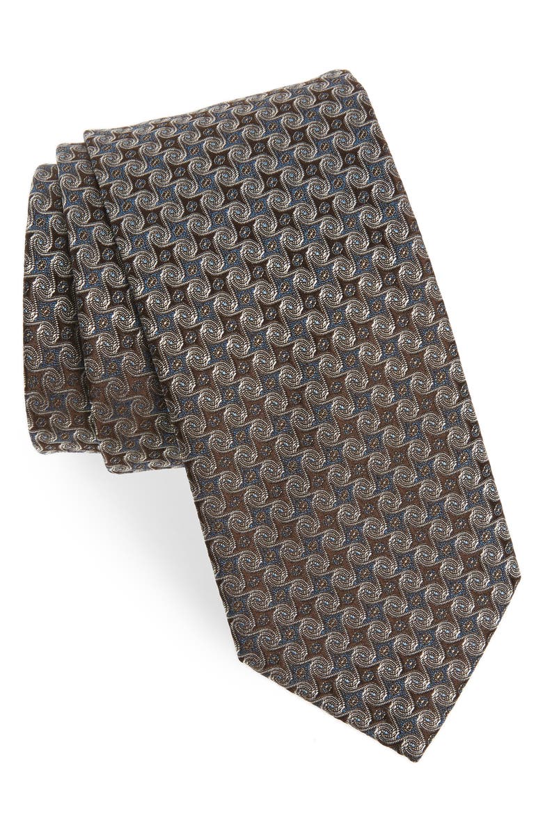 Eton Geometric Silk Tie, Main, color,