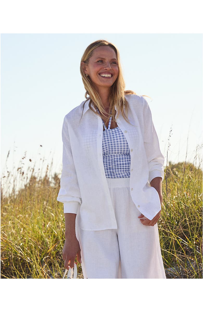 Lands' End Linen Long Sleeve Feminine Shirt, Alternate, color, White