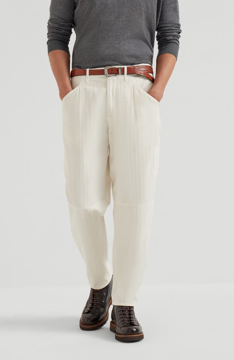 Brunello Cucinelli Chevron trousers, Alternate, color, Panama
