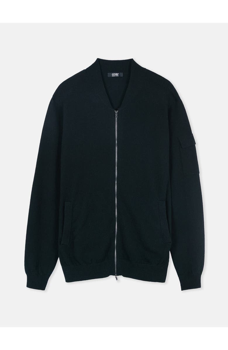 GOBI Mongolian Cashmere Cashmere Bomber, Main, color, Black