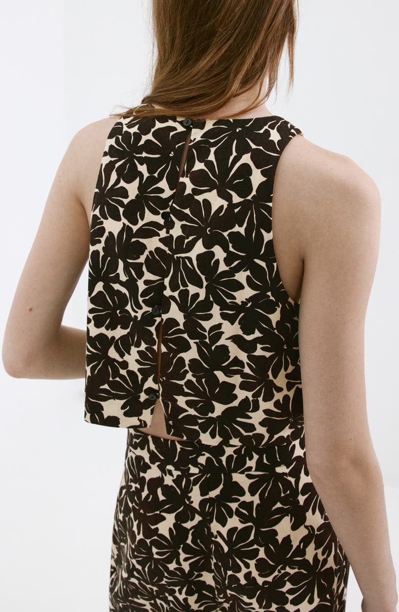 MANGO Floral Crop Tank, Alternate, color, Ecru