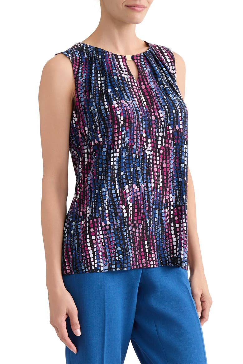 Print Keyhole Sleeveless Top, Alternate, color, CERISE MULTI