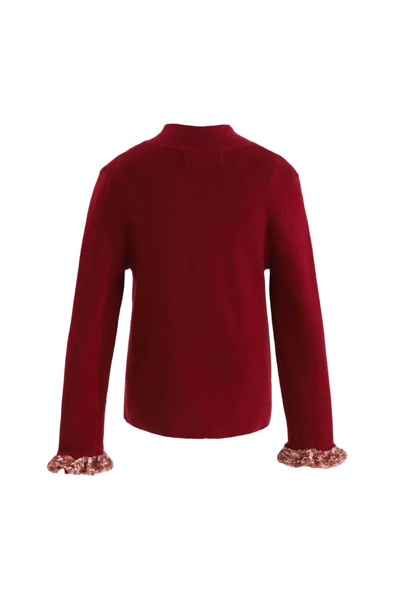Ruffle-Knit Sweater, Alternate, color, Red