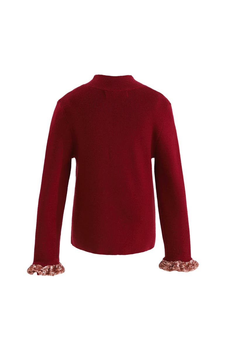 Tulleen Ruffle-Knit Sweater, Alternate, color, Red
