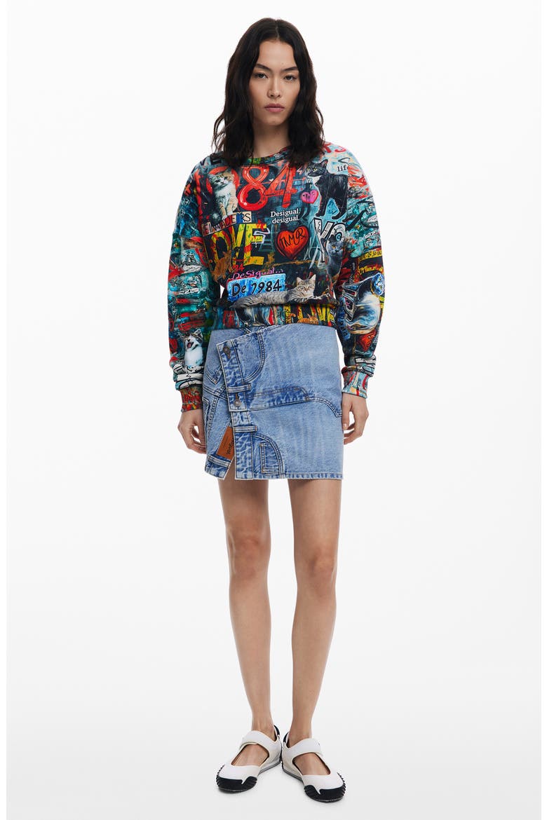 Graphic Cotton Sweatshirt, Alternate, color, BLACK