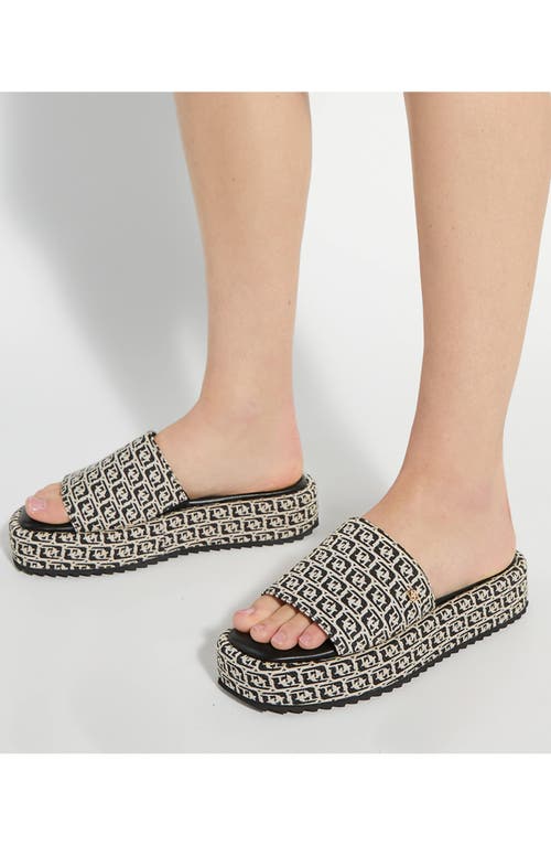 Dune London Lanie Platform Slide Sandal In Black/white