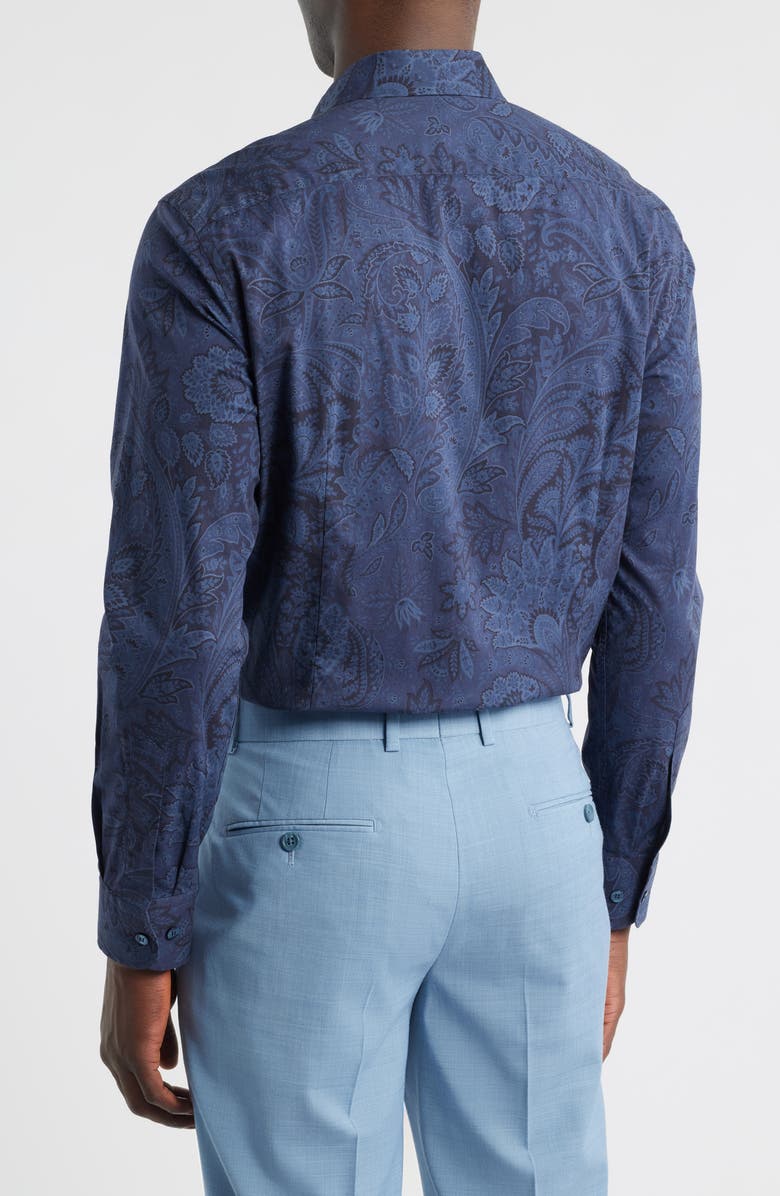 Etro Roma Stretch Cotton Dress Shirt, Alternate, color, Stampa F.do Blue