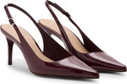 MANGO Patent Leather Pointed Toe Slingback Pump
