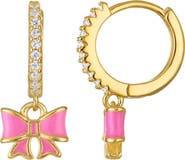 FZN Kid's Bow Charm Huggie Hoop Earrings