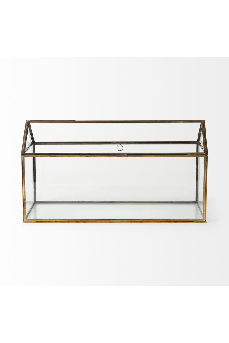 Hutt 16L x 6W x 9H Glass Terrarium Box, Alternate, color, Gold