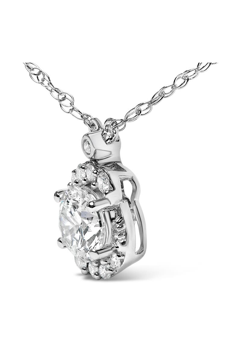 Haus of Brilliance Sterling Silver 1.00 Cttw Lab Grown Diamond Oval Halo Pendant Bezel Station Necklace, Alternate, color, Silver
