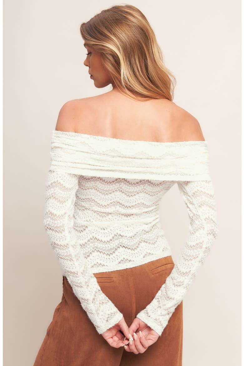 Off the Shoulder Long Sleeve Lace Top, Alternate, color, CREAM