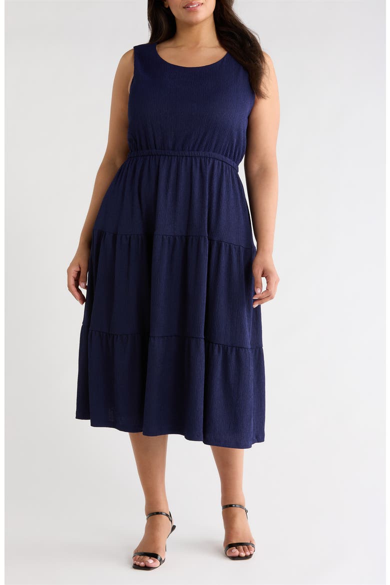 Sleeveless Tiered Midi Dress, Main, color, DISTANT MOUNTAIN