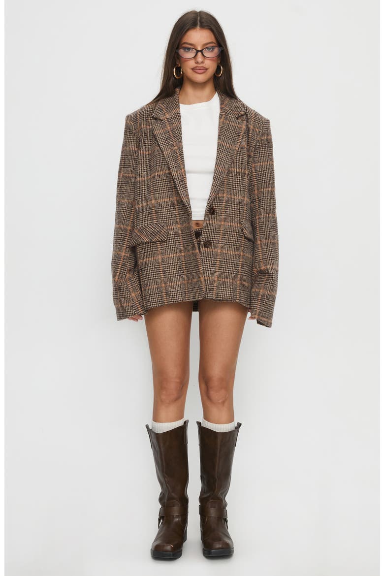 Ayvanna Oversize Glen Plaid Blazer, Alternate, color, BROWN PLAID