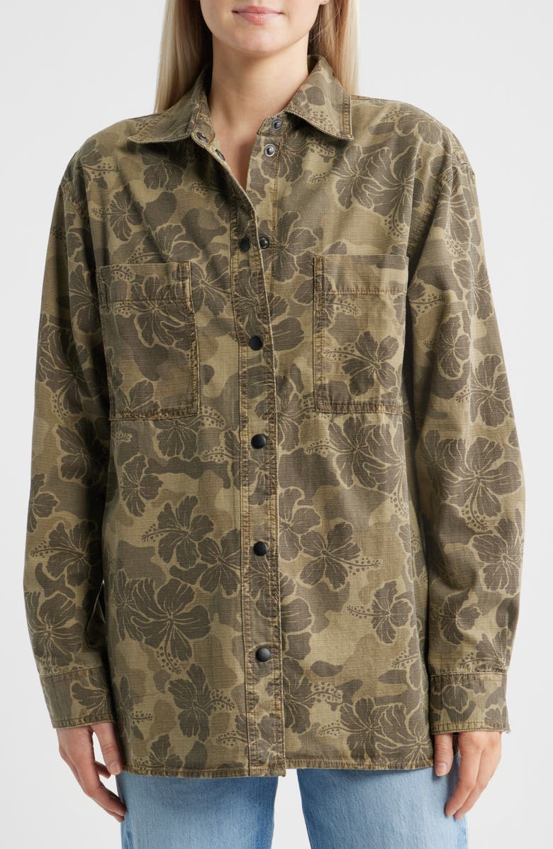 Rip Curl Paradise Camo Cotton Button-Up Shirt, Alternate, color, Khaki