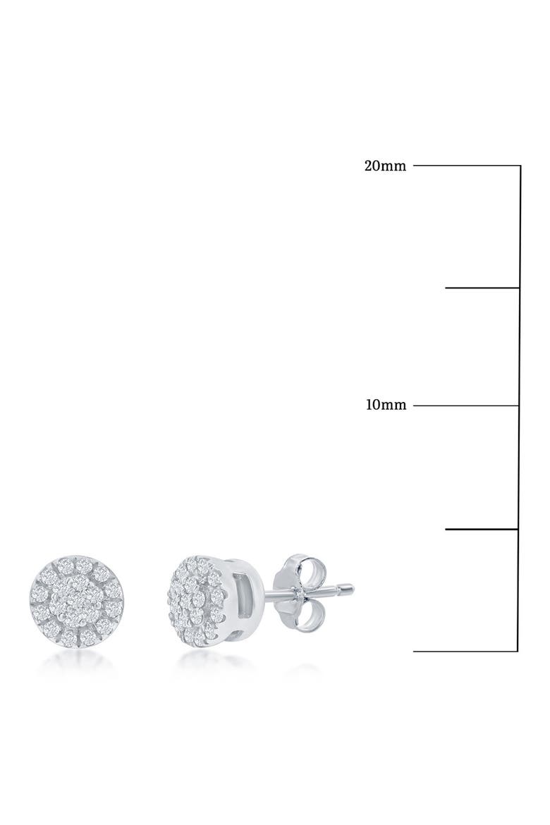 Sterling Silver Pavé Diamond Round Halo Stud Earrings - 0.07ct., Alternate, color, SILVER
