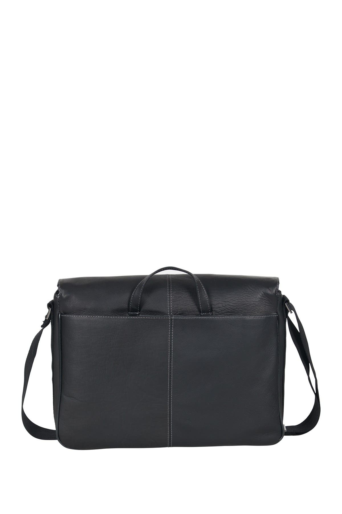 Kenneth Cole Colombian Leather Crossbody Laptop Case & Tablet Messenger Bag, Alternate, color, Black