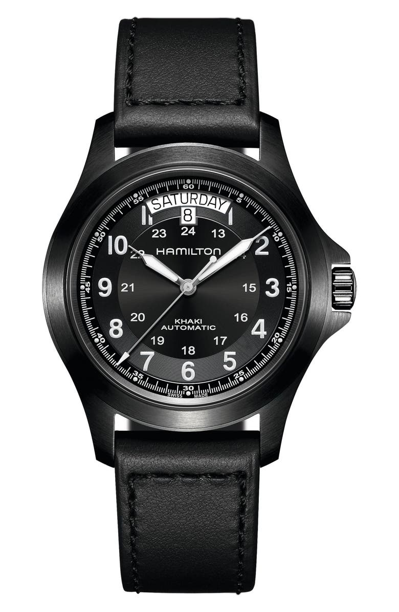 Hamilton Khaki King Automatic Leather Strap Watch, 40mm, Main, color, 