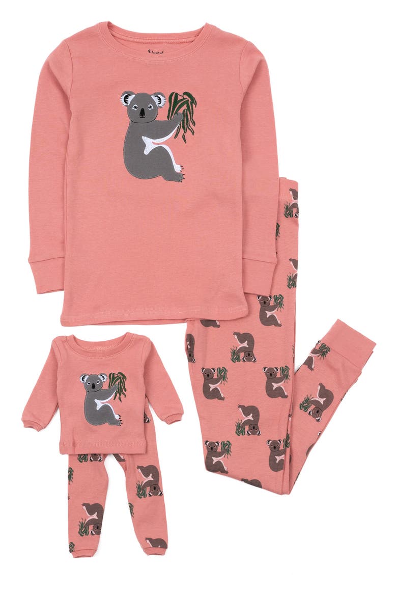 Girls 2-pc. Cotton Pajamas with Matching Doll Accessory - Animal Prints, Main, color, PINK