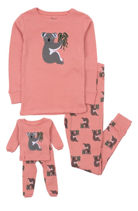 Girls 2-pc. Cotton Pajamas with Matching Doll Accessory - Animal Prints