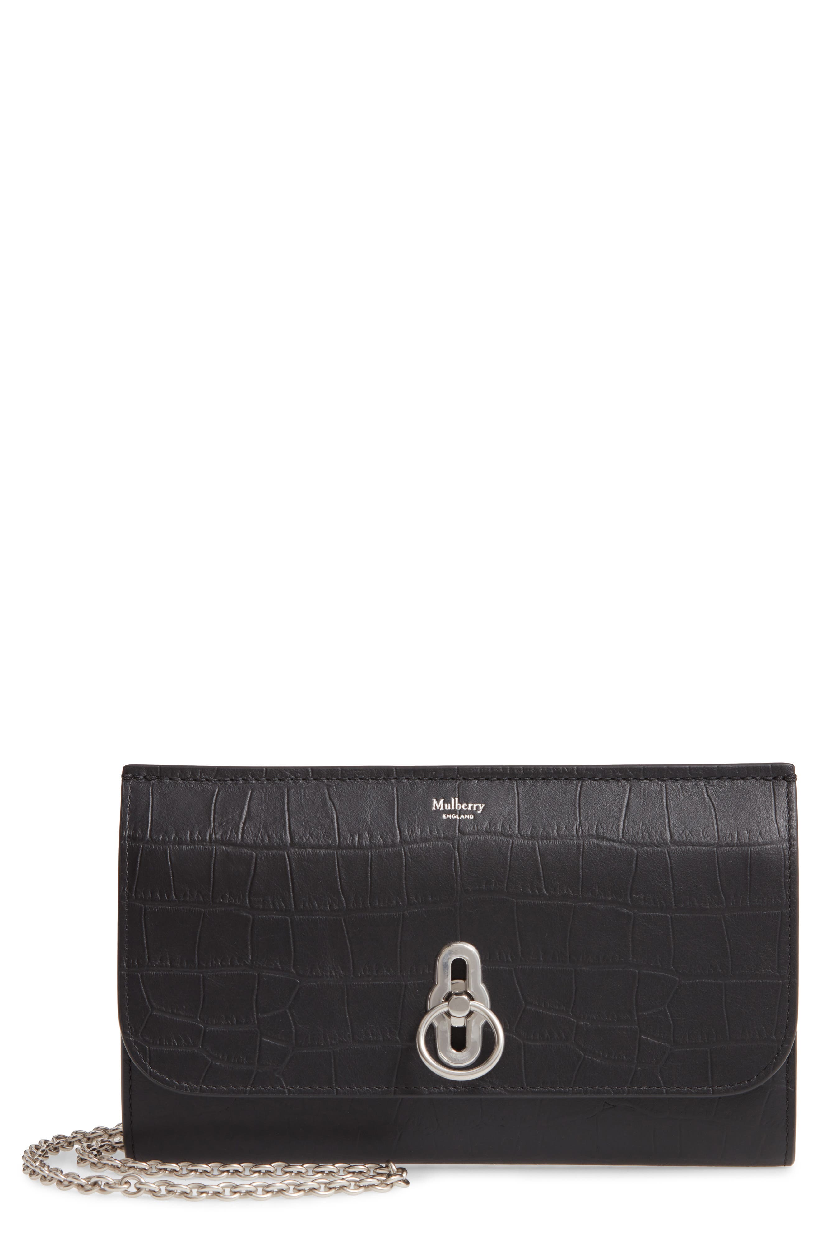 Mulberry Amberley Matte Croc Embossed Leather Clutch, Main, color, 