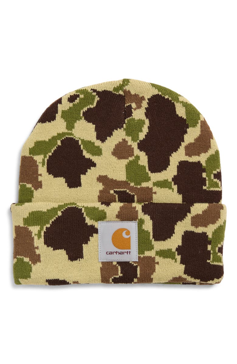 Carhartt Work In Progress Camo Duck Beanie, Main, color, 