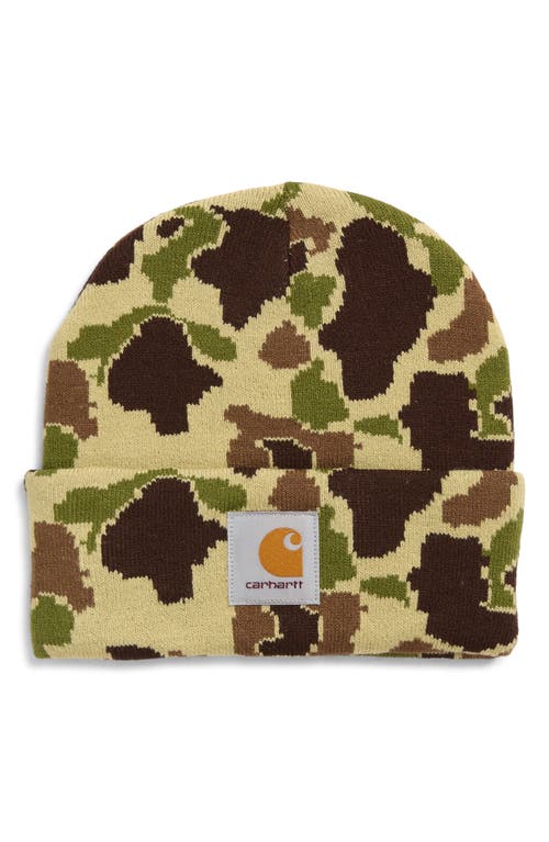 Carhartt Work In Progress Camo Duck Beanie In Green