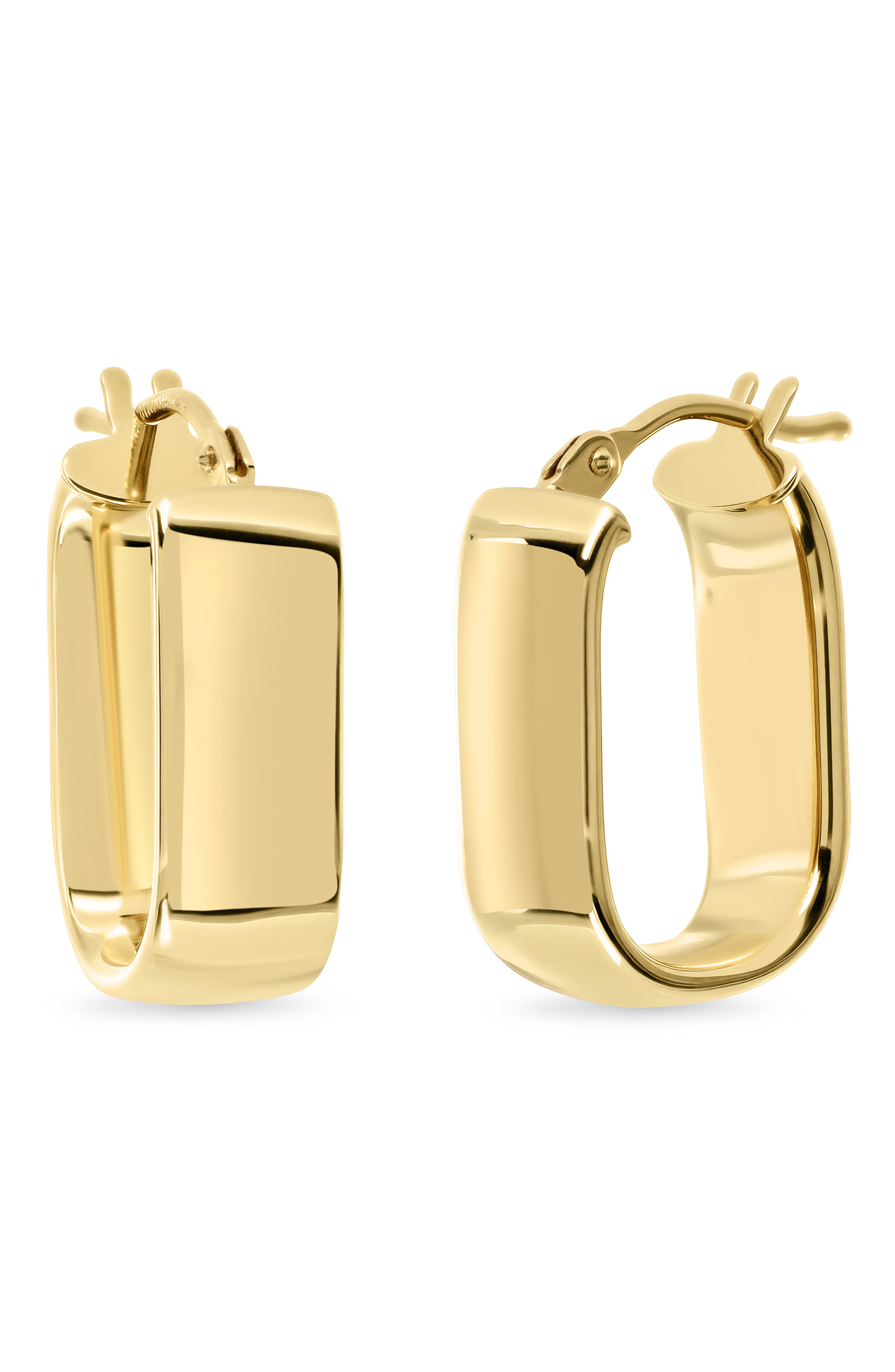 14k Gold Rectangular Hoop Earrings