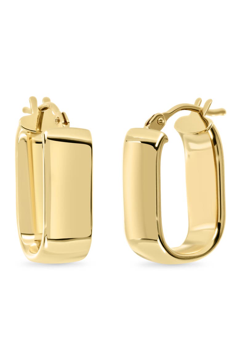 14k Gold Rectangular Hoop Earrings, Main, color, 14KY