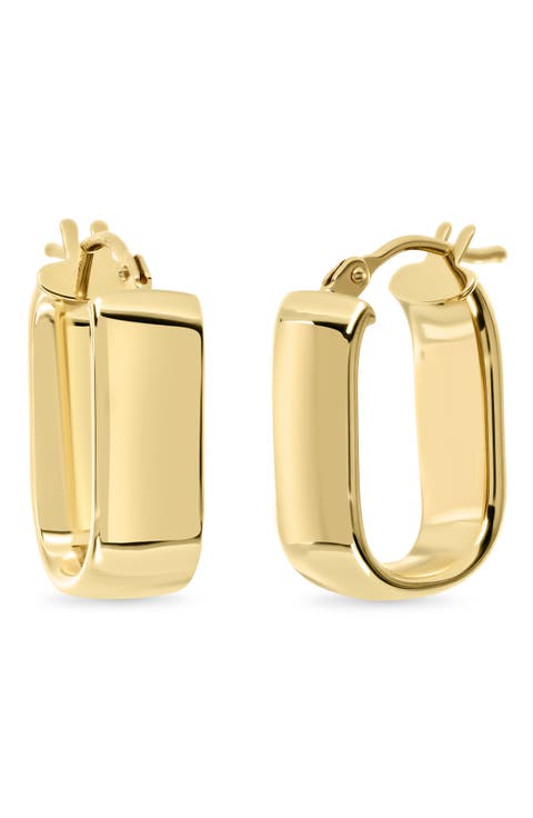 14k Gold Rectangular Hoop Earrings
