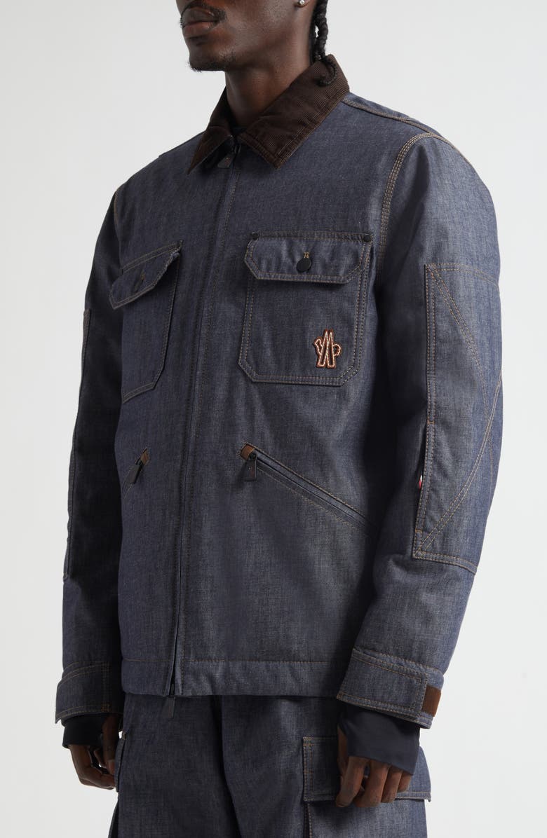 Moncler Croatan Denim Down Shirt Jacket, Alternate, color, Blue