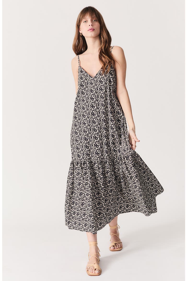 Bugio Maxi Sundress, Alternate, color, BLACK FLOWERS