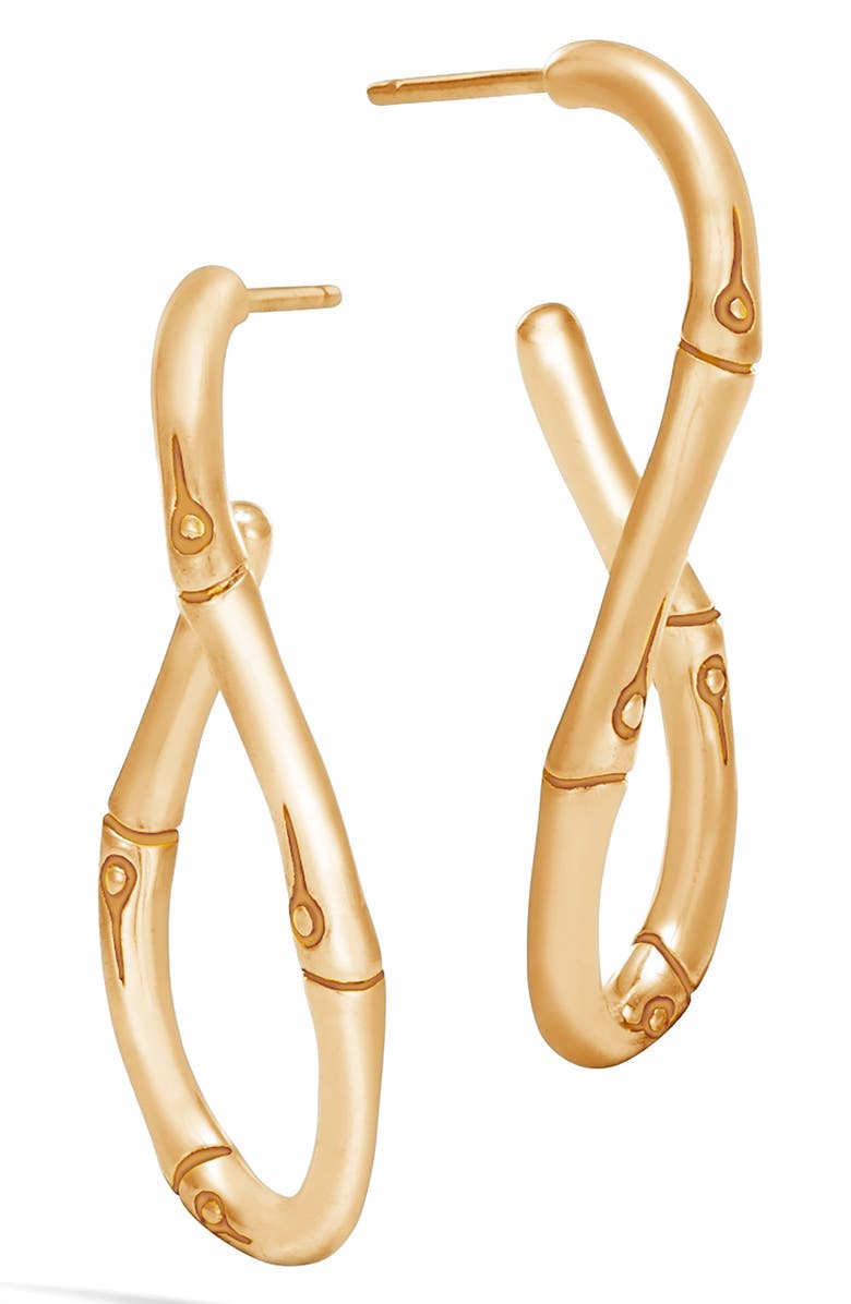 John Hardy Bamboo Medium Twisted Hoop Earrings, Main, color, 