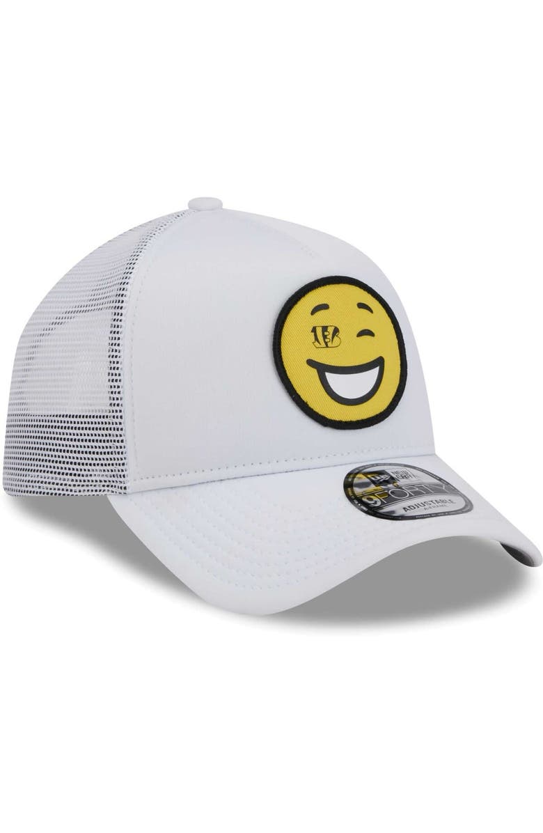 New Era Men's New Era White Cincinnati Bengals Happy A-Frame Trucker 9FORTY Snapback Hat, Alternate, color, 