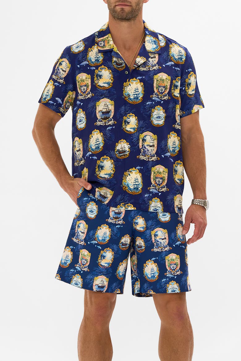 Short Sleeve Camp Collared Shirt Song Of Saint Anthony, Alternate, color, Song Of Saint Anthony