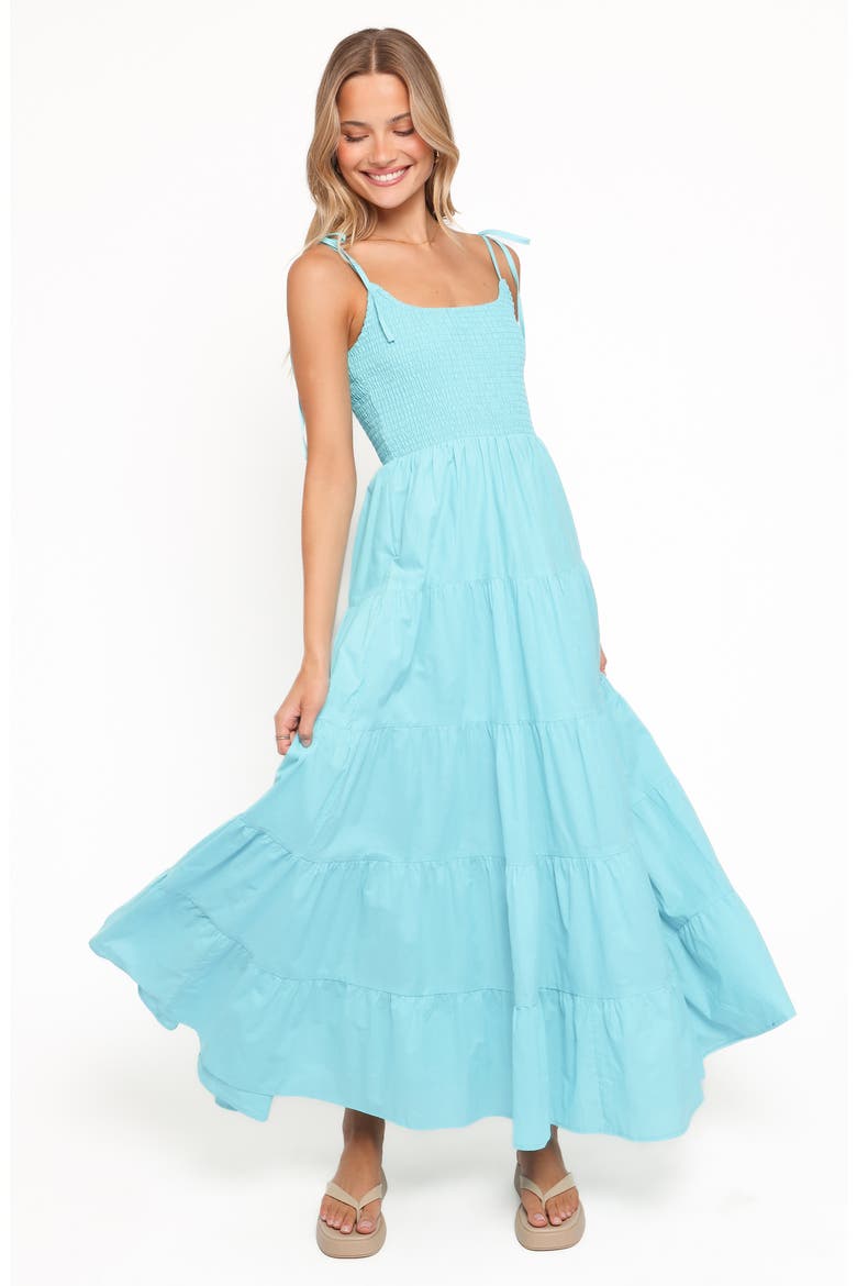 Delaware Smocked Tiered Maxi Dress, Alternate, color, BLUE