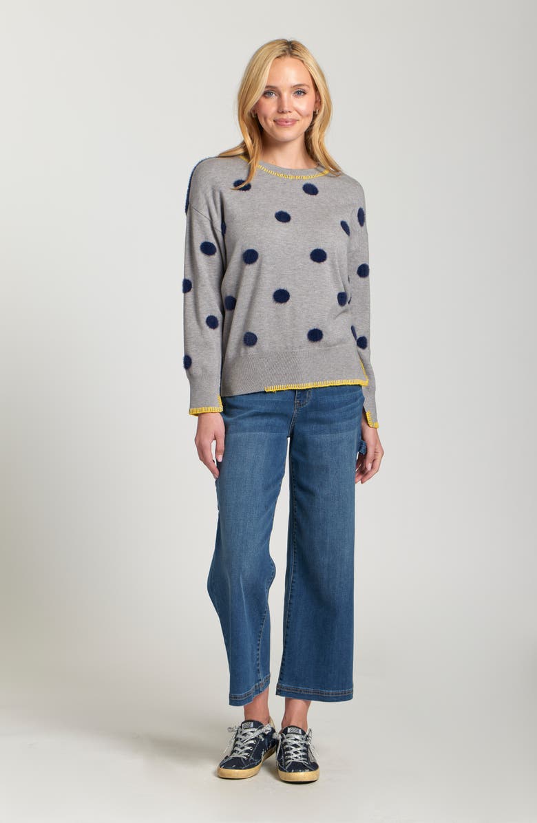 APNY Contrast Dot Sweater, Alternate, color, Light Heather Grey/ Navy