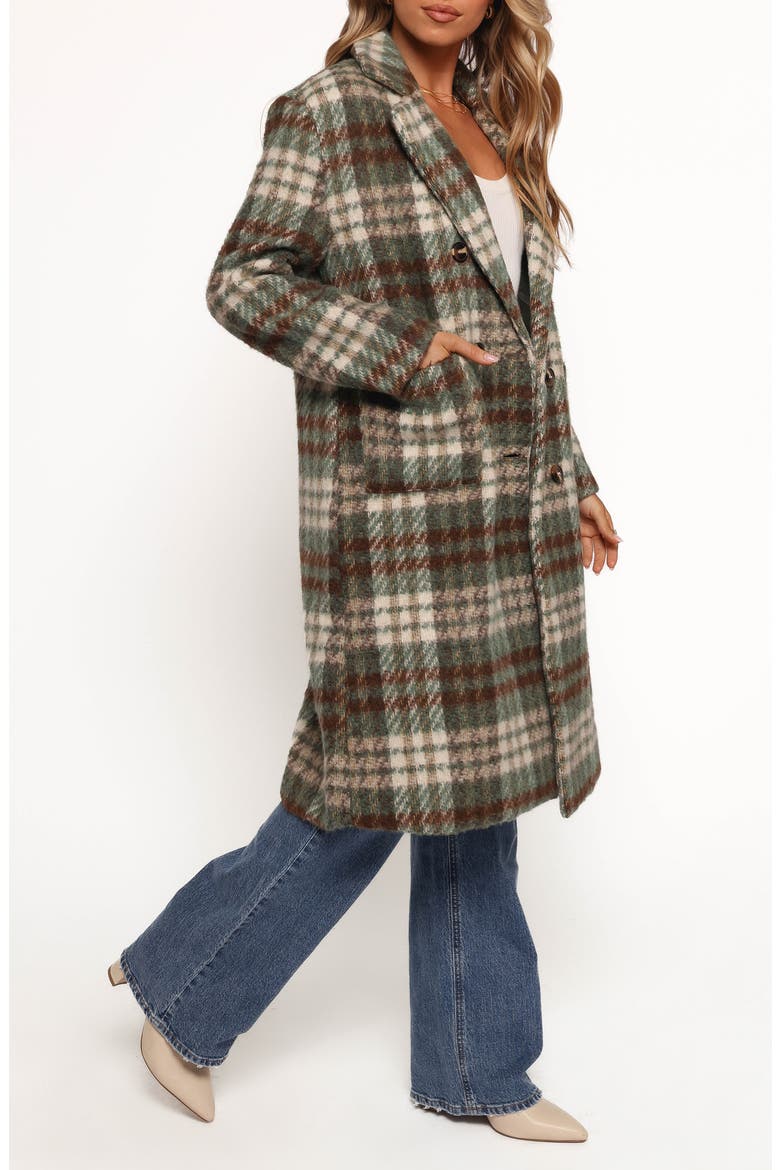 Anika Plaid Coat, Alternate, color, GREEN/ BROWN