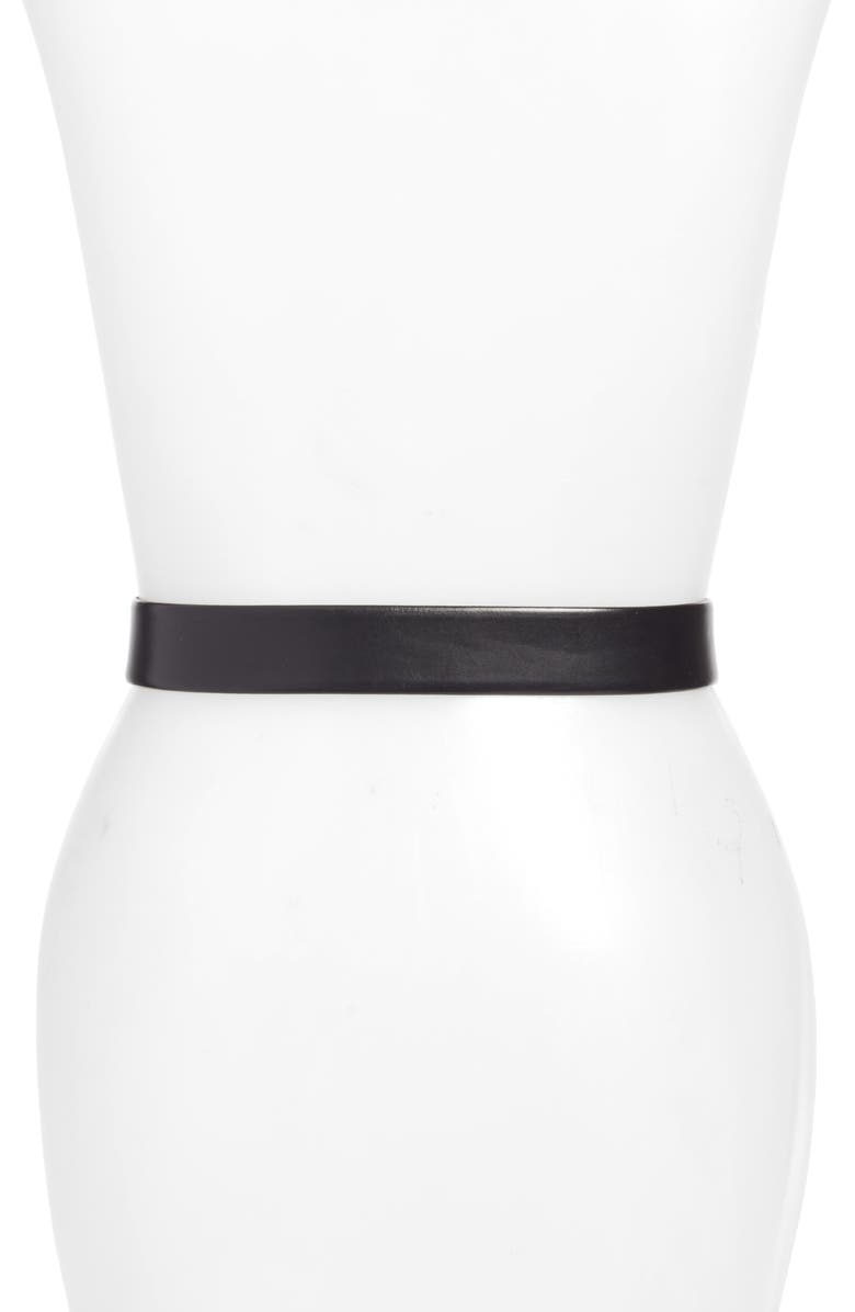 Treasure & Bond Oval Buckle Leather Belt, Alternate, color, Black