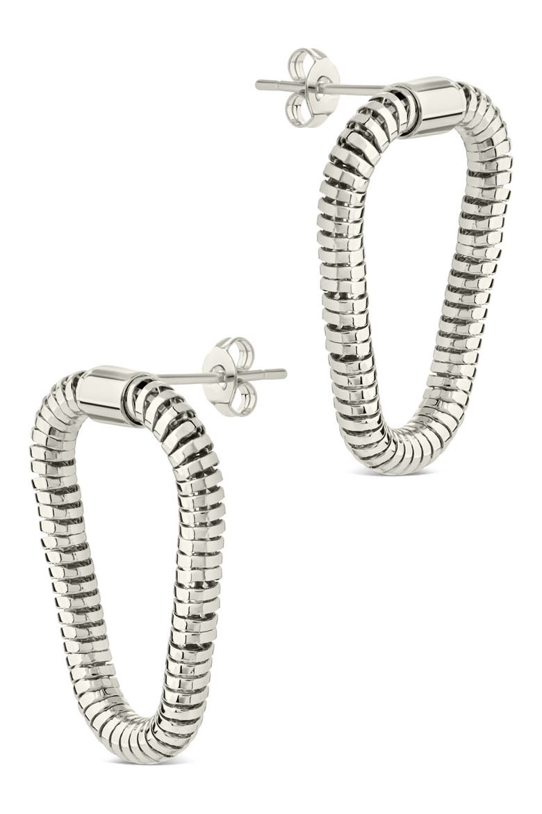 Chunky Snake Chain Front Ring Drop Earrings, Alternate, color, SILVER