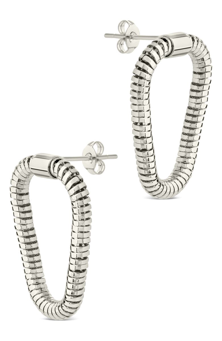Sterling Forever Chunky Snake Chain Front Ring Drop Earrings, Alternate, color, Silver