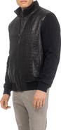 GORSKI Men's Jacket Crafted From Wool With Croco-Embossed Leather Front