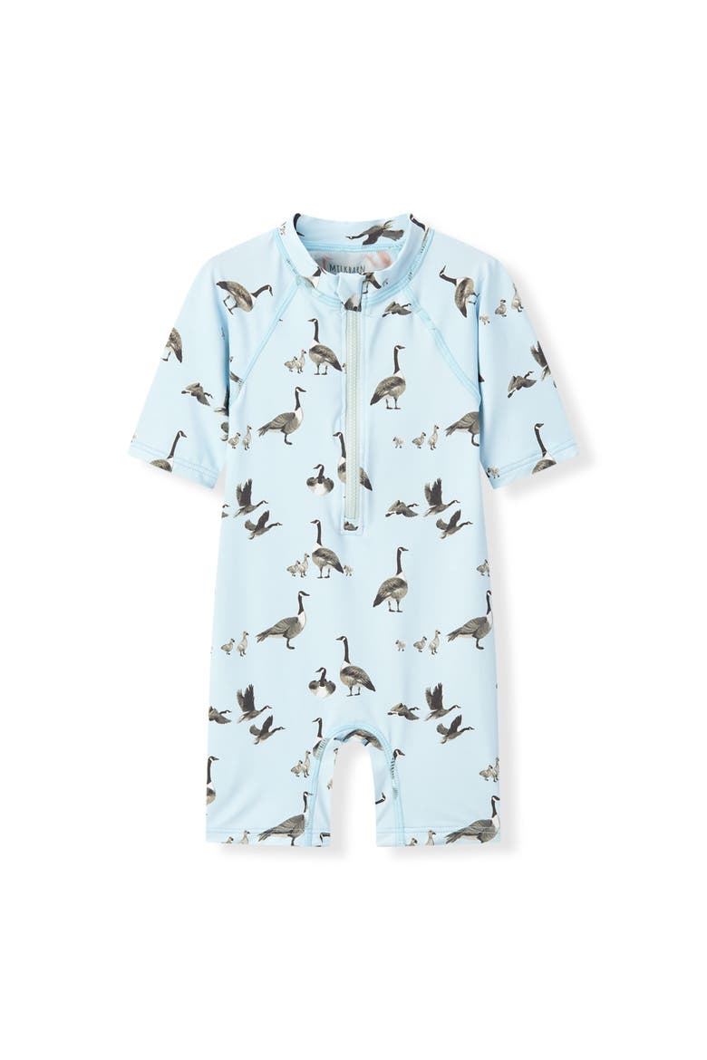 Zipper Shortall Swimsuit, Main, color, Goose