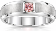 Bliss Diamond Mens Brushed Pink Diamond Lab Grown Wedding Brushed Anniversary Ring Gold