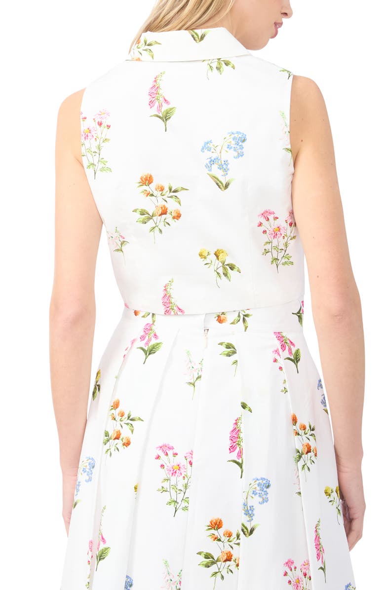 Ted Baker York Floral Button-Up Crop Top, Alternate, color, Vanilla Ice
