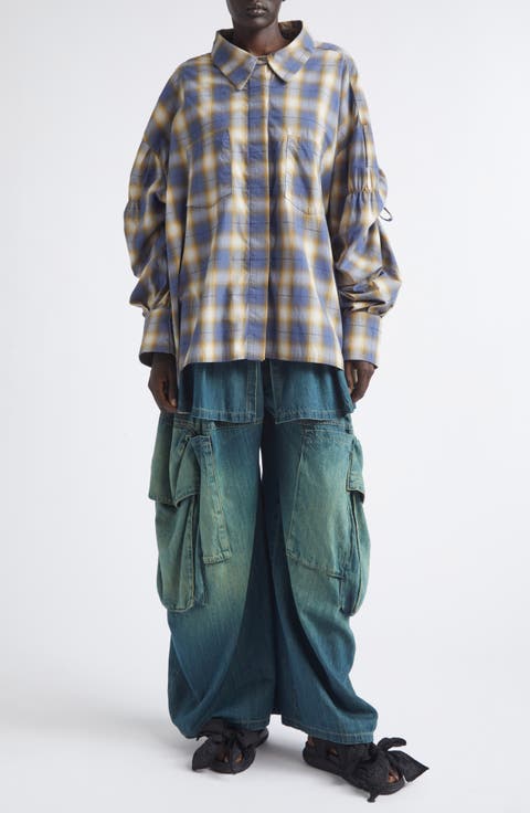 Chason Country Plaid Cotton Blend Scrunch Shirt